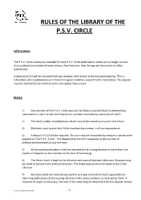Rules of the Library of the P.S.V. Circle