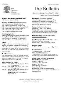 The Bulletin Communities Enriched by Christian Faith, Worship and Values