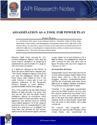 Assassination As a Tool for Power Play