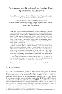 Developing and Benchmarking Native Linux Applications on Android