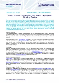 Fresh Faces in Shortened ISU World Cup Speed Skating Series