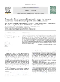 Neuromedin U Is Overexpressed in Pancreatic Cancer and Increases Invasiveness Via the Hepatocyte Growth Factor C-Met Pathway