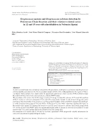 Streptococcus Mutans and Streptococcus Sobrinus Detection by Polymerase Chain Reaction and Their Relation to Dental Caries in 12