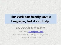 Texas Czech? • Language Material: Referenced? Featured?