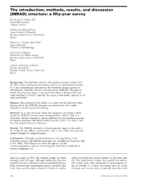 The Introduction, Methods, Results, and Discussion (IMRAD) Structure: a ﬁfty-Year Survey