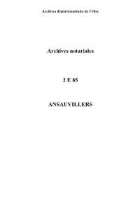 Archives Notariales 2 E 85 ANSAUVILLERS