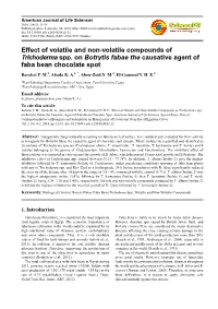 Effect of Volatile and Non-Volatile Compounds of Trichoderma Spp. on Botrytis Fabae the Causative Agent of Faba Bean Chocolate Spot