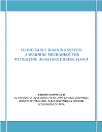 Flood Early Warning System -A Warning Mechanism for Mitigating Disasters During Flood