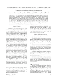 In Vitro Effect of Artesunate Against Acanthamoeba Spp