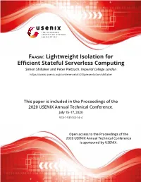 Lightweight Isolation for Efficient Stateful Serverless Computing
