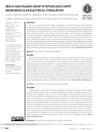 Reach and Palmar Grasp in Tetraplegics with Neuromuscular Electrical Stimulation