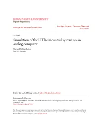 Simulation of the UTR-10 Control System on an Analog Computer Maynard William Roisen Iowa State University
