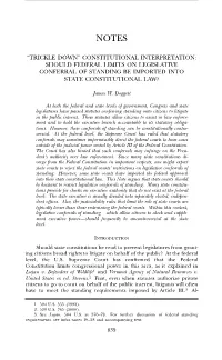 Trickle Down” Constitutional Interpretation: Should Federal Limits on Legislative Conferral of Standing Be Imported Into State Constitutional Law?