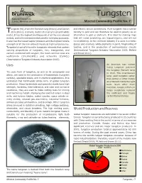 Tungsten Natural Resources Lands, Minerals and Petroleum Mineral Commodity Profile No