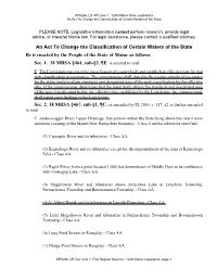 An Act to Change the Classification of Certain Waters of the State