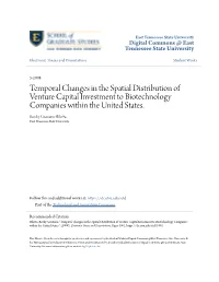 Temporal Changes in the Spatial Distribution of Venture Capital Investment to Biotechnology Companies Within the United States
