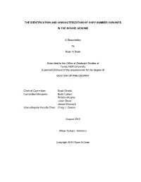 THE IDENTIFICATION and CHARACTERIZATION of COPY NUMBER VARIANTS in the BOVINE GENOME a Dissertation by Ryan N Doan Submitted To