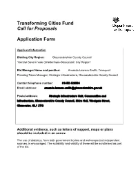 Transforming Cities Fund Call for Proposals Application Form