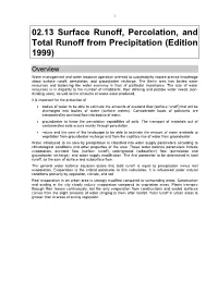 02.13 Surface Runoff, Percolation, and Total Runoff from Precipitation (Edition 1999)