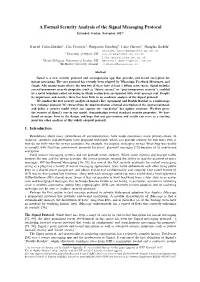 A Formal Security Analysis of the Signal Messaging Protocol Extended Version, November 2017†