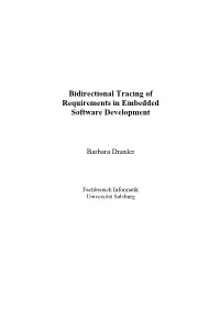 Bidirectional Tracing of Requirements in Embedded Software Development