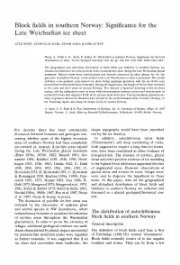 Block Fields in Southern Norway: Significance for the Late Weichselian Ice Sheet