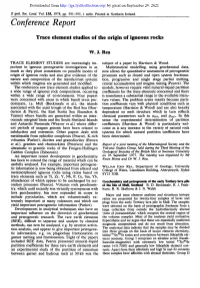Trace Element Studies of the Origin of Igneous Rocks