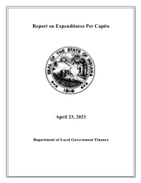 2021 Expenditure Per Capita Report