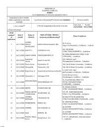 ANNEXURE 5.8 (CHAPTER V, PARA 25) FORM 9 List of Applica Ons For