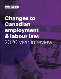 Changes to Canadian Employment & Labour Law: 2020 Year in Review