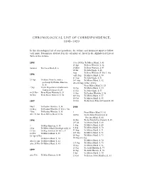 Chronological List of Correspondence, 1895–1920