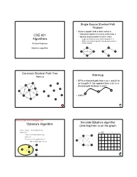 CSE 421 Algorithms Warmup Dijkstra's Algorithm