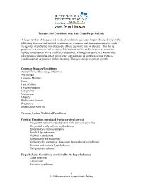Diseases and Conditions That Can Cause Hyperhidrosis