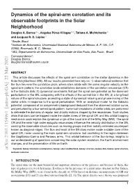 Dynamics of the Spiral-Arm Corotation and Its Observable Footprints in the Solar Neighborhood Douglas A
