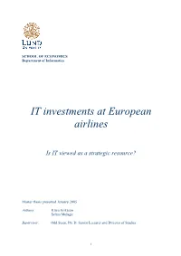 IT Investments at European Airlines