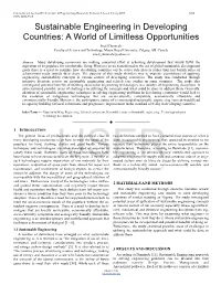 Sustainable Engineering in Developing Countries
