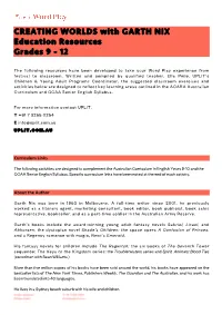 CREATING WORLDS with GARTH NIX Education Resources Grades 9 - 12
