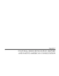 Cultural Resources Survey Report and Native American Consultation