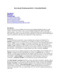 Database Normalization—Chapter Eight