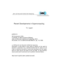 Recent Developments in Supercomputing