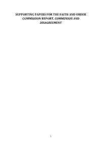 Supporting Papers for the Faith and Order Commission Report, Communion and Disagreement