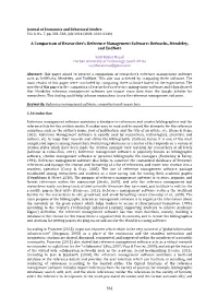 A Comparison of Researcher's Reference Management Software