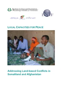 Addressing Land-Based Conflicts in Somaliland and Afghanistan