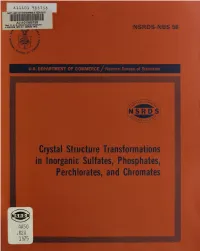 Crystal Structure Transformations in Inorganic Sulfates, Phosphates, Perchlorates, and Chromates Based on the Literature up to 1974