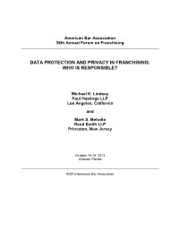 Data Protection and Privacy in Franchising: Who Is Responsible?