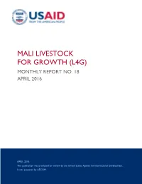 Mali Livestock for Growth (L4g) Monthly Report No