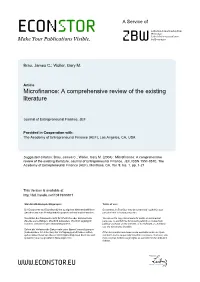 Microfinance: a Comprehensive Review of the Existing Literature