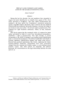 Privacy and Common Law Names: Sand in the Gears of Identification