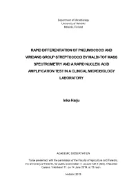 Rapid Differentiation of Pneumococci