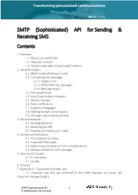 SMTP (Sophisticated) API for Sending & Receiving SMS Contents